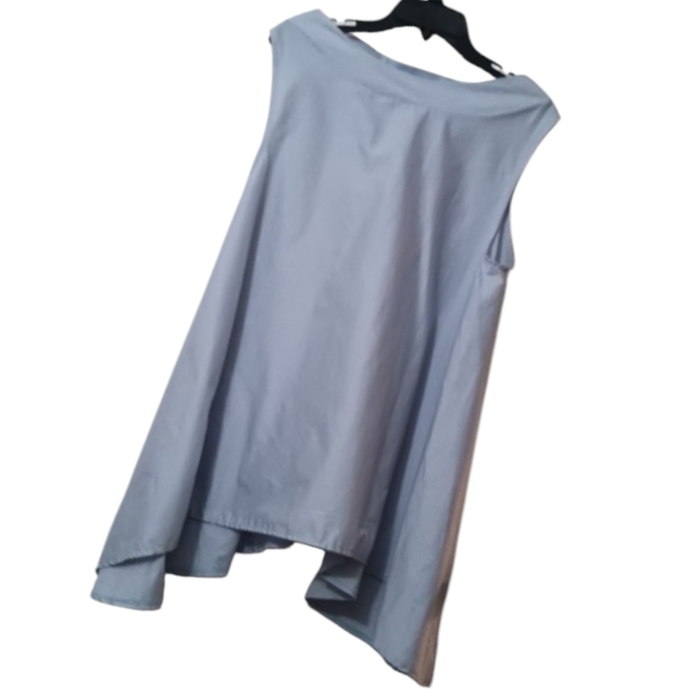 Woman’s Blue Cotton Asymmetrical Top - Picture 8 of 9